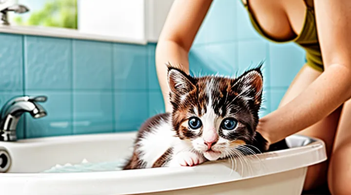 At what age can kittens be bathed to treat fleas?