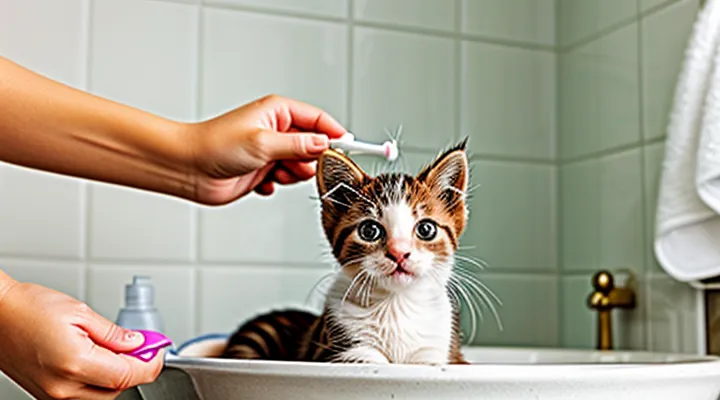 At what age is it allowed to bathe a kitten with flea shampoo?