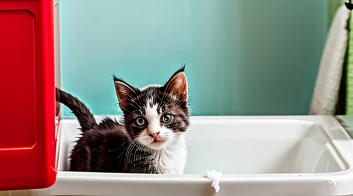 How can a kitten be washed to remove fleas at home?