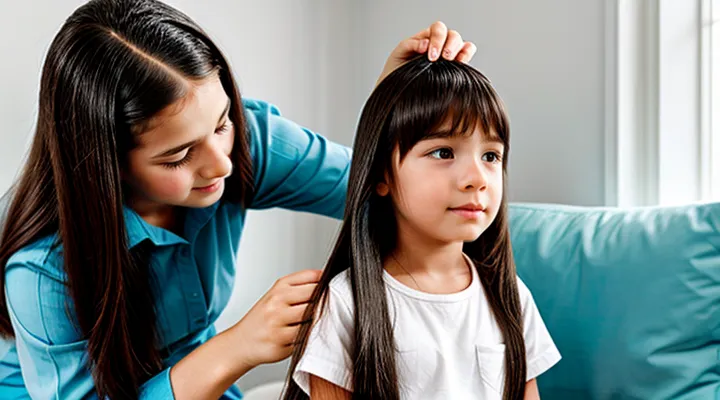 How can lice be removed from a child with long hair at home?