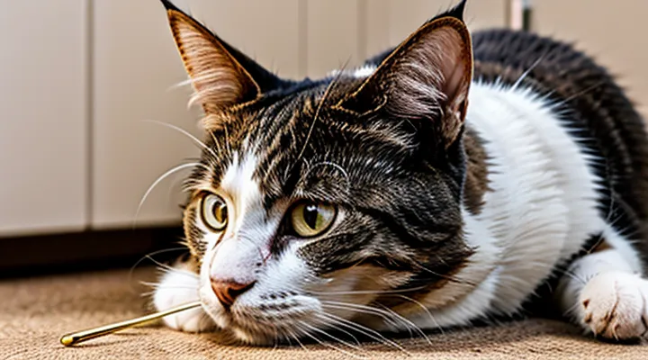 How can you remove a tick from a cat using a thread?