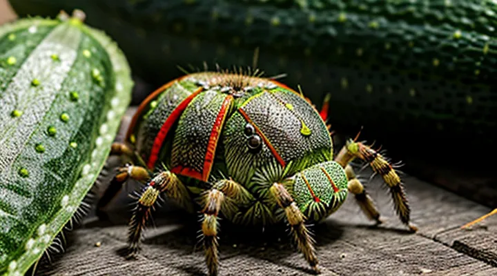 How does a spider mite manifest on cucumbers?