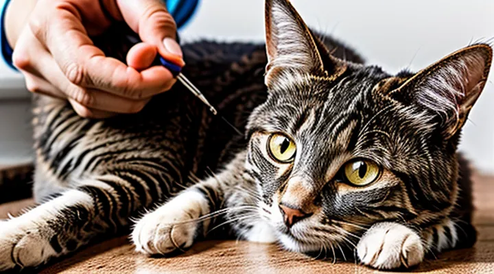 How should a subcutaneous tick in a cat be treated?