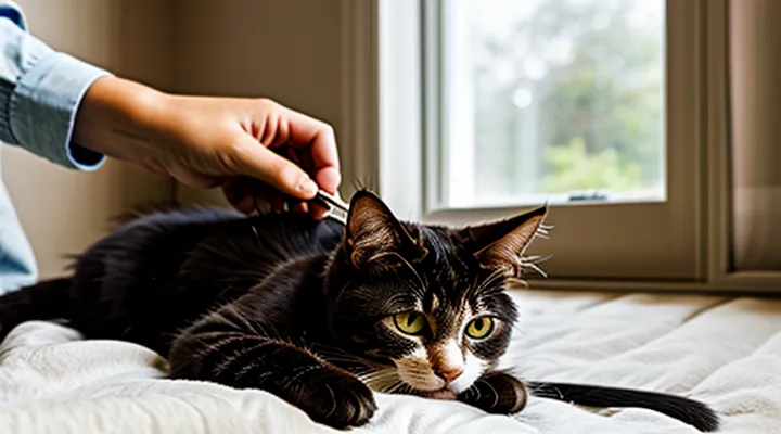 How should you correctly remove a tick from a cat's head?