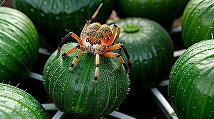 What does a spider mite look like on greenhouse cucumbers?