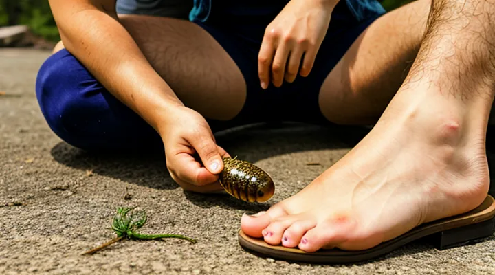 What does a tick bite look like on a human leg?