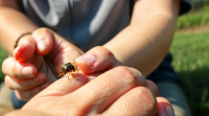 What does a tick bite look on the hand?
