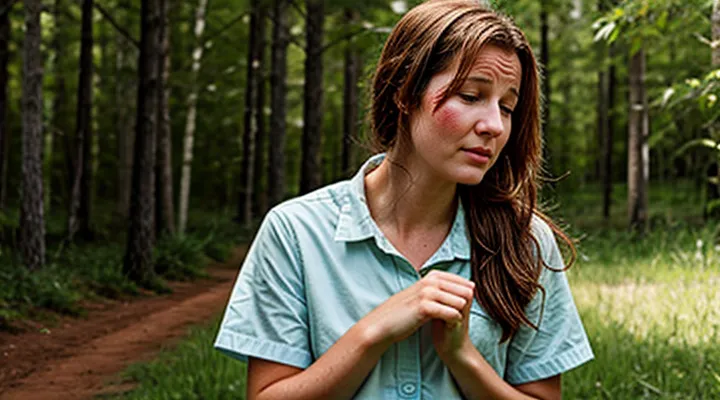 What does erythema look like after a tick bite?