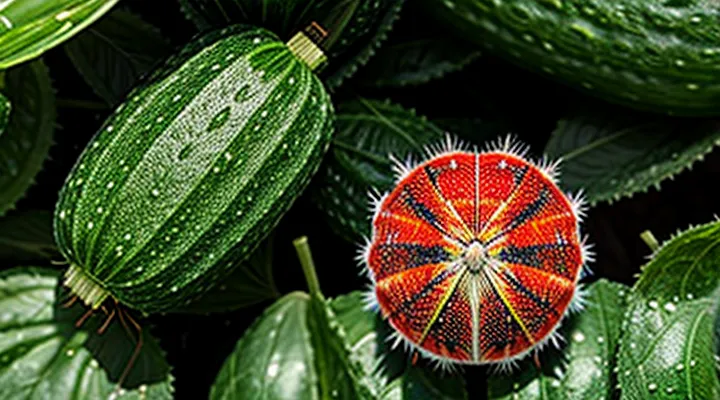 What does the spider mite look like on cucumbers in a greenhouse and how can it be detected?