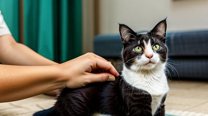 Why should a cat not be touched after flea treatment?